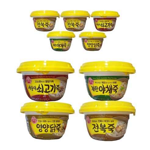 오뚜기 용기죽 전복죽 + 계란야채죽 + 쇠고기죽 + 영양닭죽