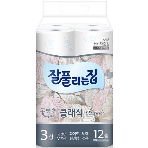 잘풀리는집 클래식 롤화장지 27m, 12개